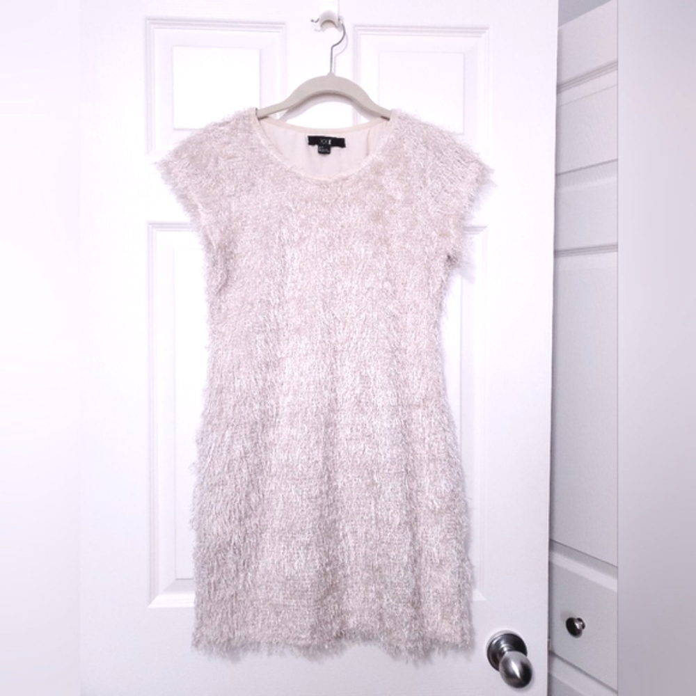 Forever 21 fuzzy shaggy eyelash mini dress beige soft tan Small S cap sleeve
